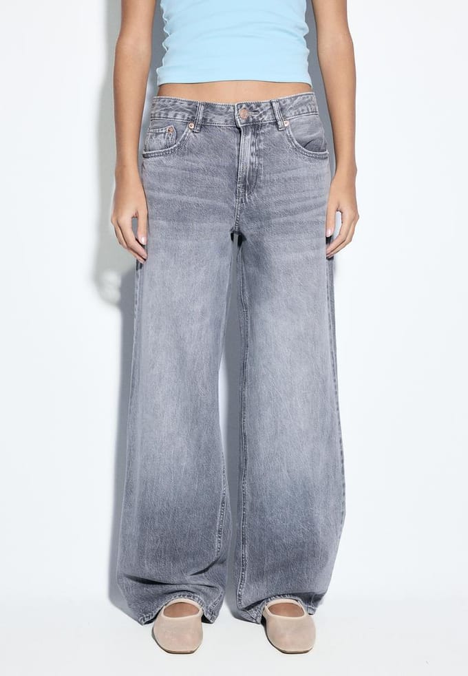 Stradivarius D91 Jeans low wide leg  GRIJZE DENIM WASSING 40