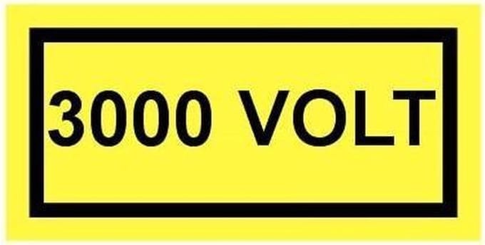 3000 volt sticker 100 x 50 mm