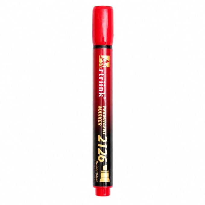 Schuine permanente marker - 1 rode pen - enkelzijdig - basisverpakking