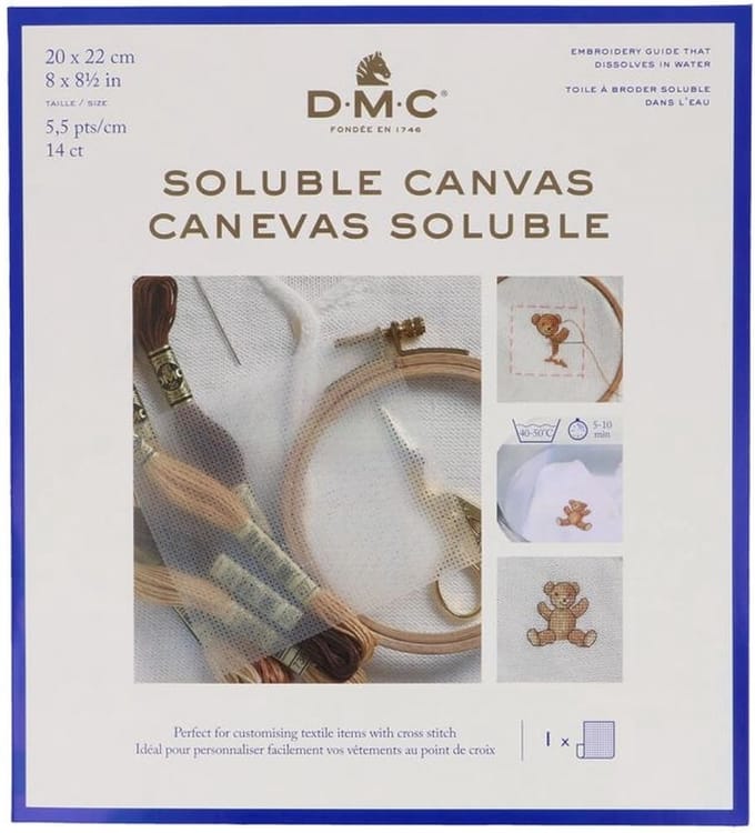 DMC Oplosbaar canvas - Borduurstof voor textiel - 20 x 22 cm