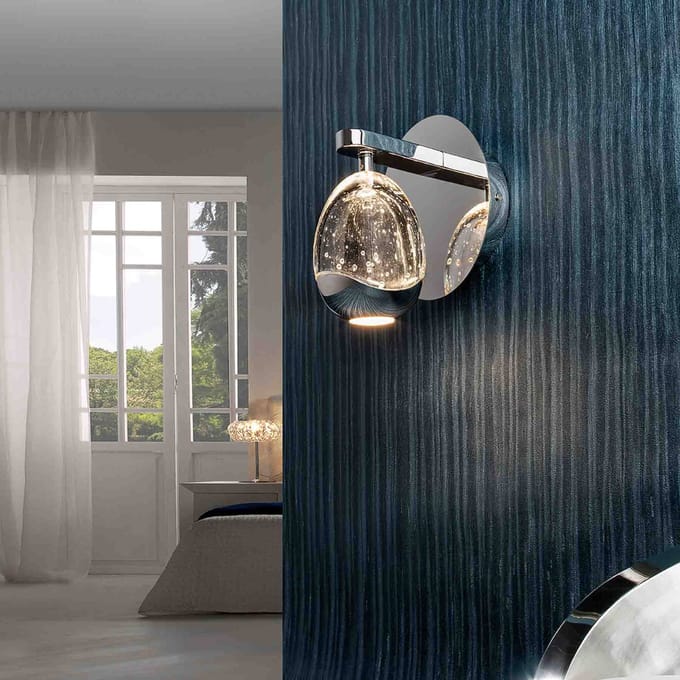 Schuller Valencia LED wandlamp Rocio, metaal, glas, 1-lamp, chroom