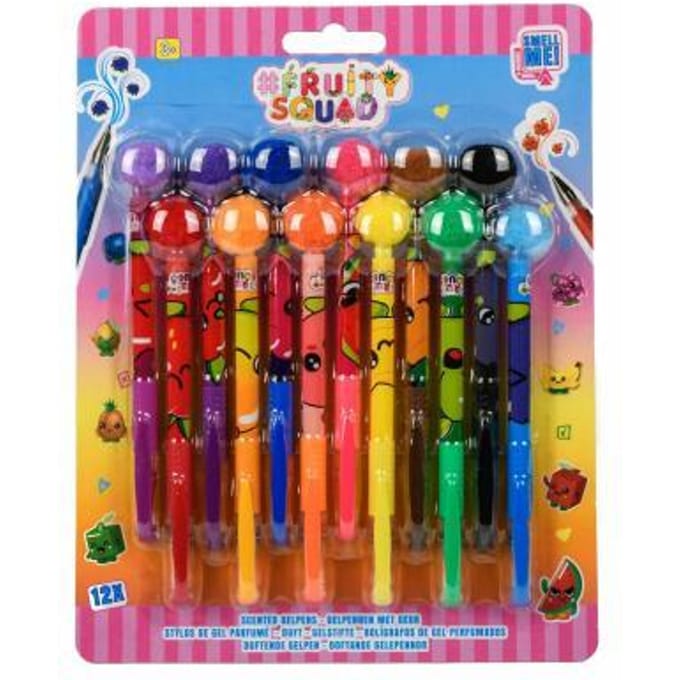 #FruitySquad 12 Pompom gelpennen met geur Schrijfgerief