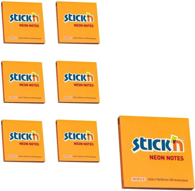 Stick'n sticky notes - 6-pack - 76x76mm - Oranje - 600 memoblaadjes