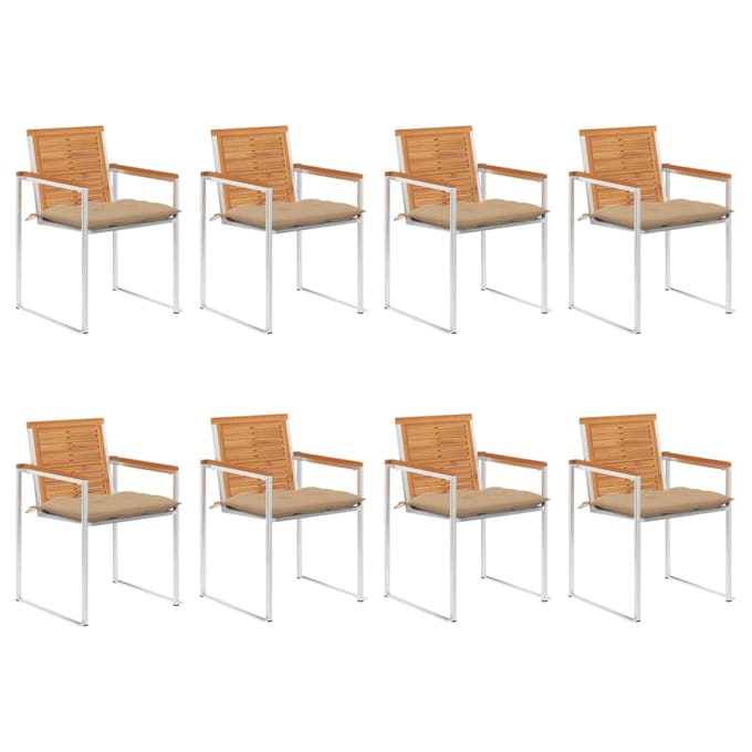 vidaXL - Tuinstoelen - 8 - st - met - kussens - massief - acaciahout