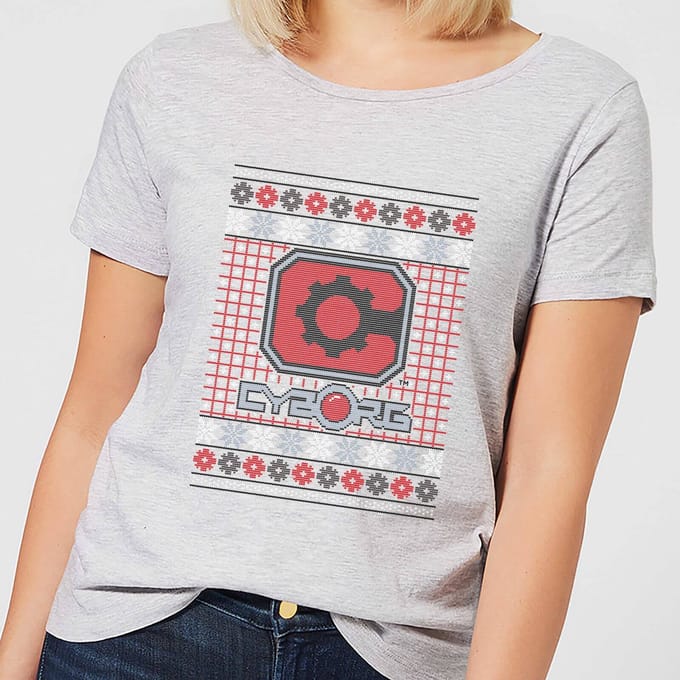 DC Cyborg Knit Women's Christmas T-Shirt - Grey - S
