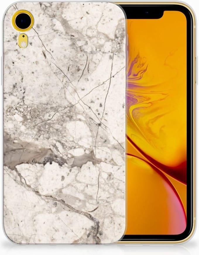 Apple iPhone Xr TPU Siliconen Hoesje Marmer Beige