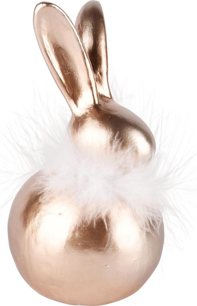 Dekoratief | Bunny m/fluffykraag, goud, TC, 11x10x20cm | A250736