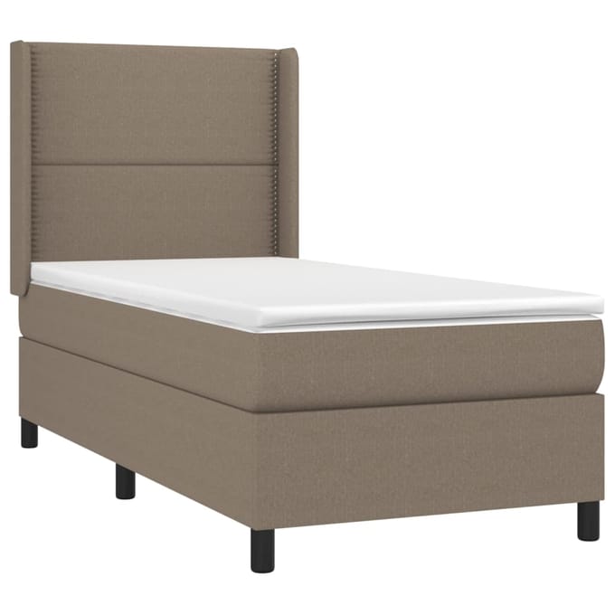 vidaXL - Boxspring - met - matras - stof - taupe - 100x200 - cm
