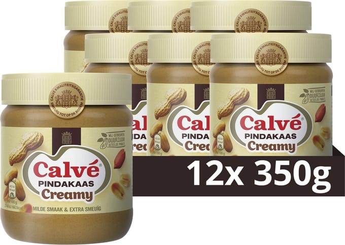 Calvé Pindakaas - Creamy - extra smeuïg met milde smaak - 12 x 350 g