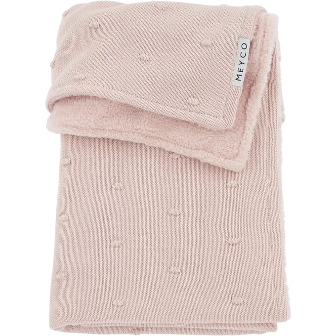 Meyco Baby Mini Knots teddy wiegdeken - soft pink - 75x100cm - 2.0 TOG