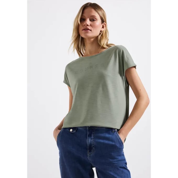 Silk-Look Shirt met tekst