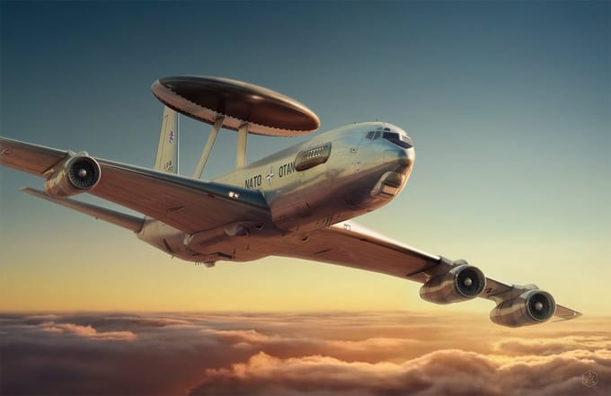 Roden Modelbouwpakket Vliegtuigen - 345 Boeing E-3 Sentry AWACS - Amerikaans Vliegtuig Plastic - 1:144 - Modelbouw