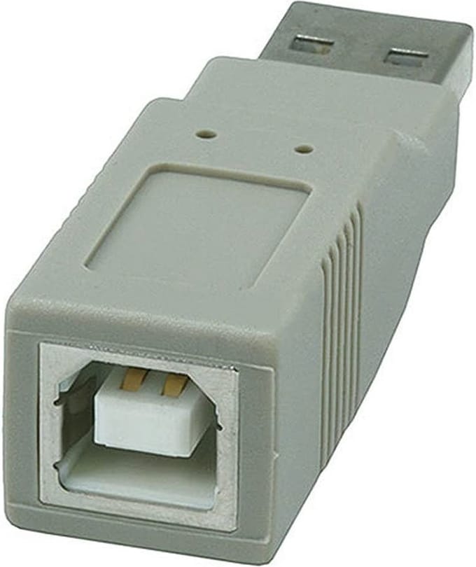 DELTACO USB-55, USB-A naar USB-B adapter, grijs