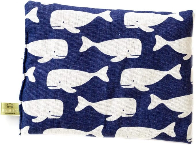 Biologisch Amandelpitkussen voor Magnetron en Oven 23x17cm - Walvis Design Blauw Wit