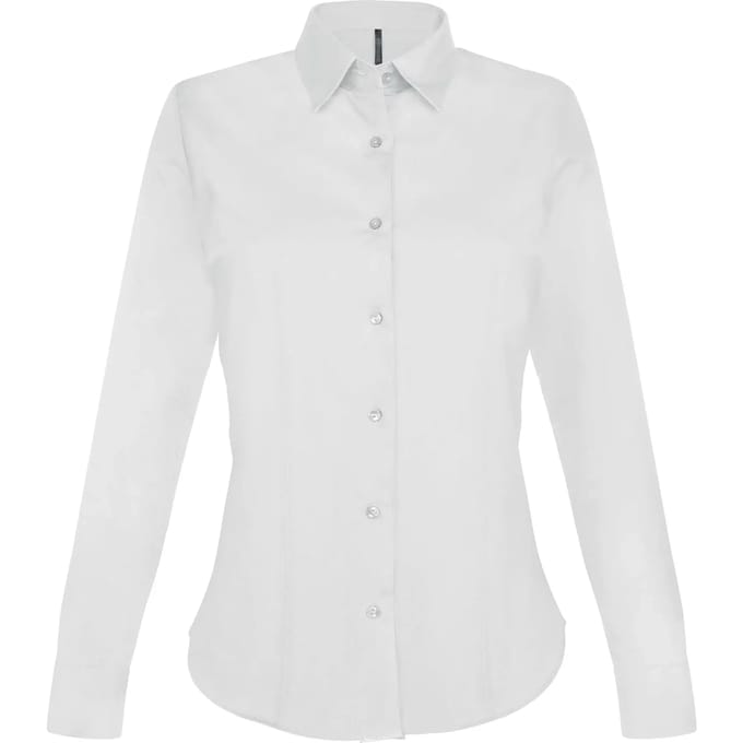 Kariban Dames stretch blouse lange mouwen K530 - White - S