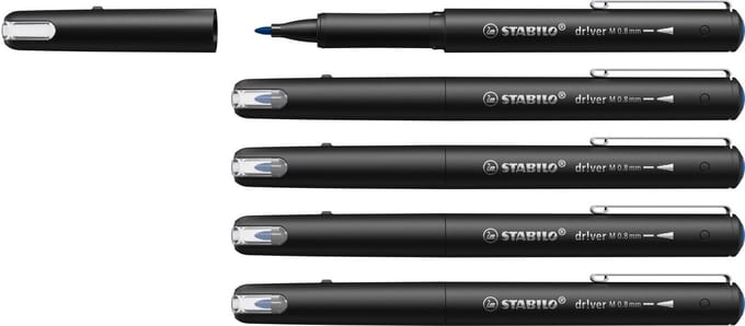 STABILO Dr!ver - Premium Fineliner - 0.8 mm - Blauw - Doos 5 Stuks