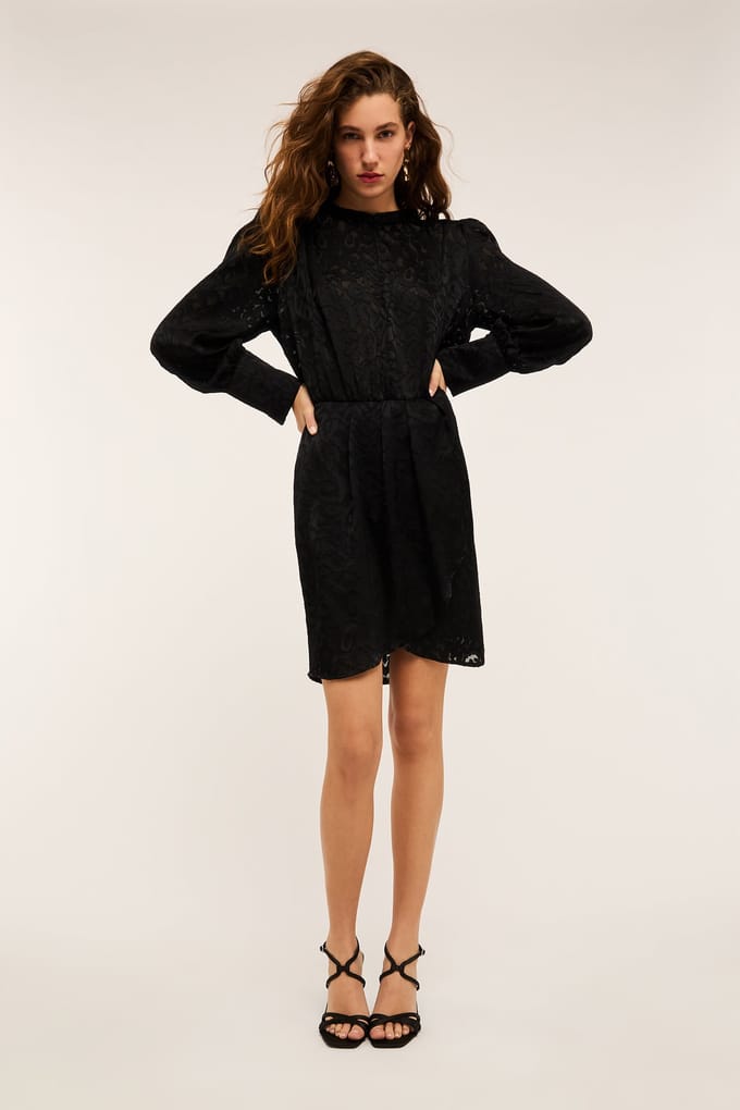 Motivi Devoré Satin Wraparound Mini Dress Black Größe: 46 | Minikleider Outlet | Damen | Schwarz
