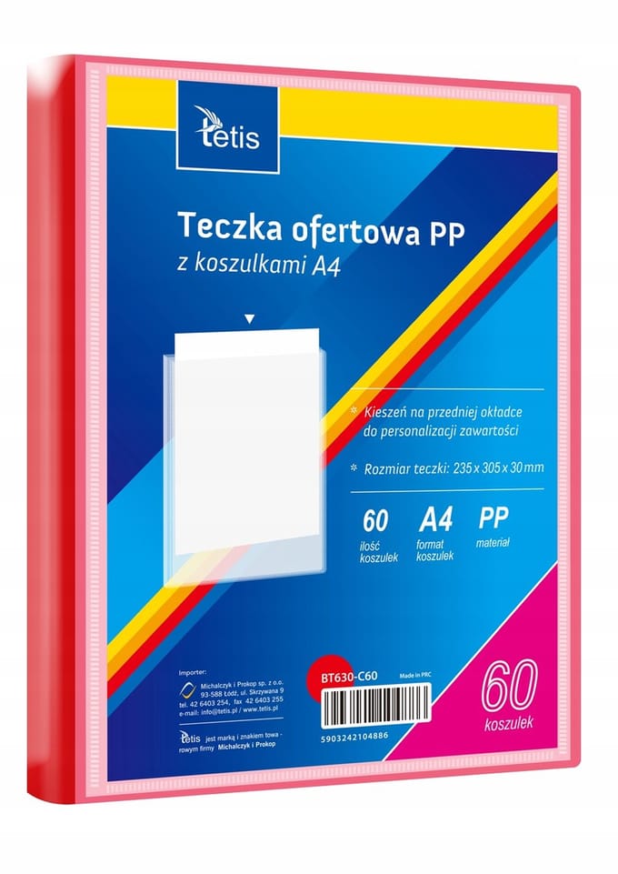 Tetis A4 Ofertówka PP met 60 Insteekhoezen - Rood