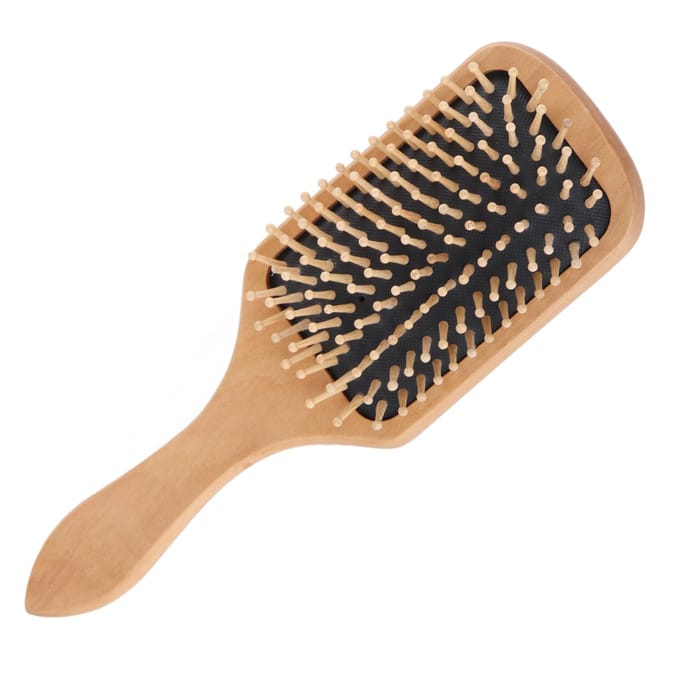 Haarborstel Professioneel Dik Krullend Haar Paddle Ontwarborstel met Houten Handvat beige