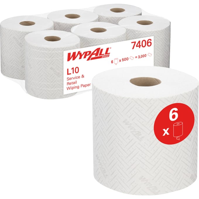 Poetspapier WypAll L10 GeneralClean 1-laags 500 vel wit 7406