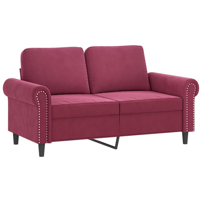 vidaXL - 3-delige - Loungeset - met - kussens - fluweel - wijnrood