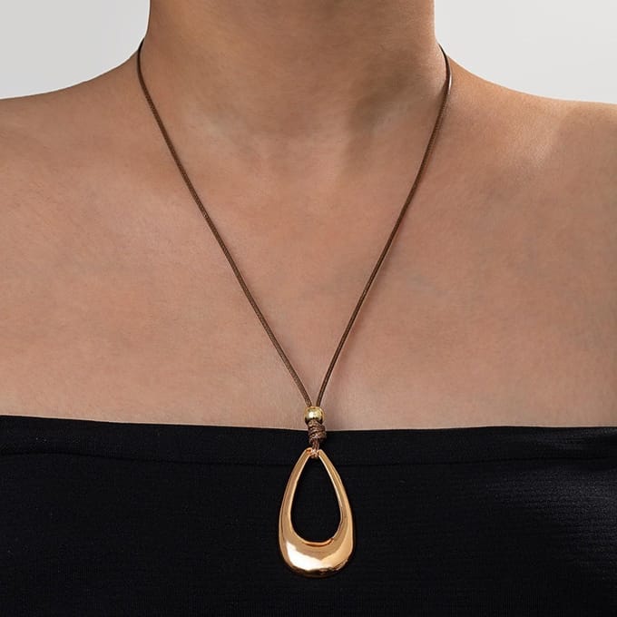 1 Stuk Zilver/Mat Goud Grote Boho Open Bedel Hanger Ketting Statement Ketting brown