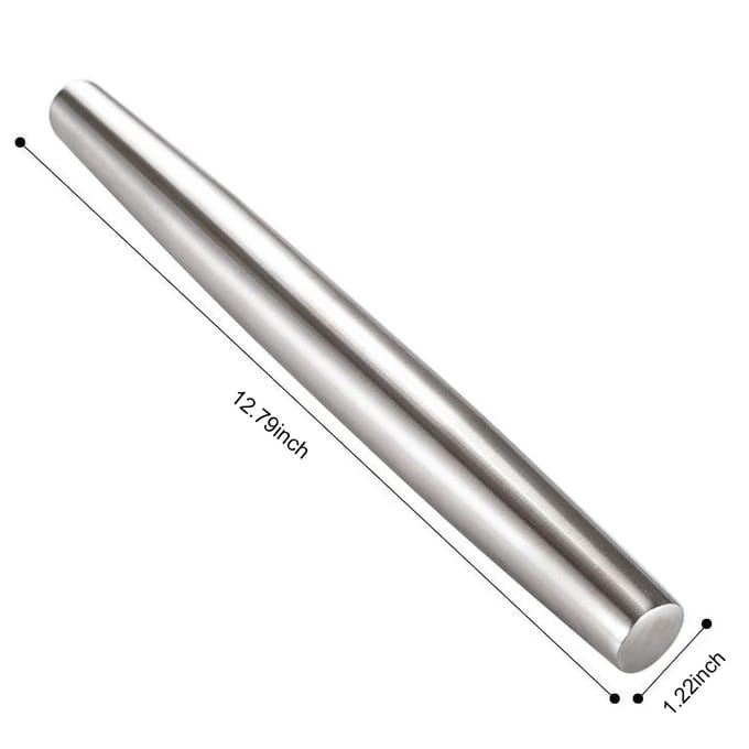 13 Inch Deegrollers Glad Roestvrij Staal Taps Toelopend Ontwerp Deegrollers voor Bakken Pizza Deeg Taart zilver