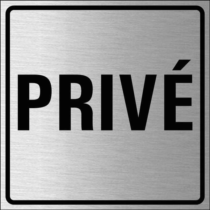 Privé bordje, geborsteld aluminium 100 x 100 mm