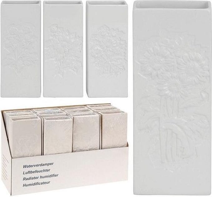 Waterverdamper wit 20x8x3cm bloemrelief