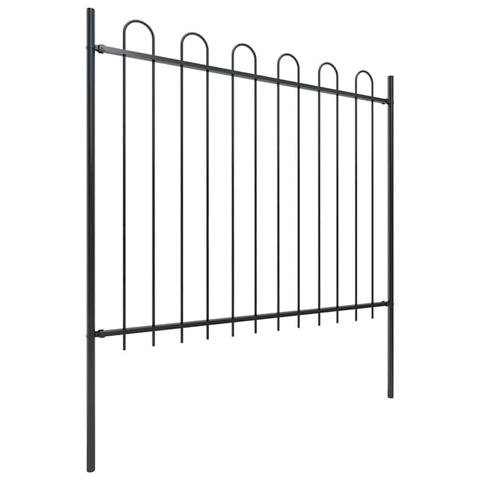 vidaXL - Tuinhek - met - ringtop - staal - 671x150 - cm - zwart