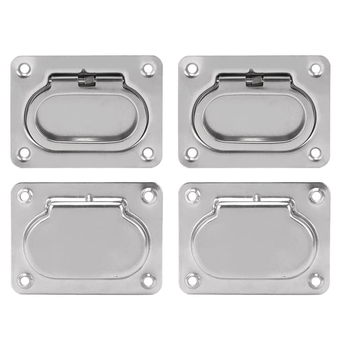 4 stuks Inbouw Ring Trek Dek Lift Deksel Handvat 316 Roestvrij Staal Vierkant voor Boot Schip white