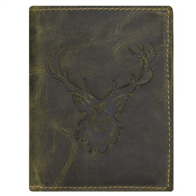 GREENBURRY portemonnee Vintage Animal Collection Wallet Olive Royal Stag donkergroen