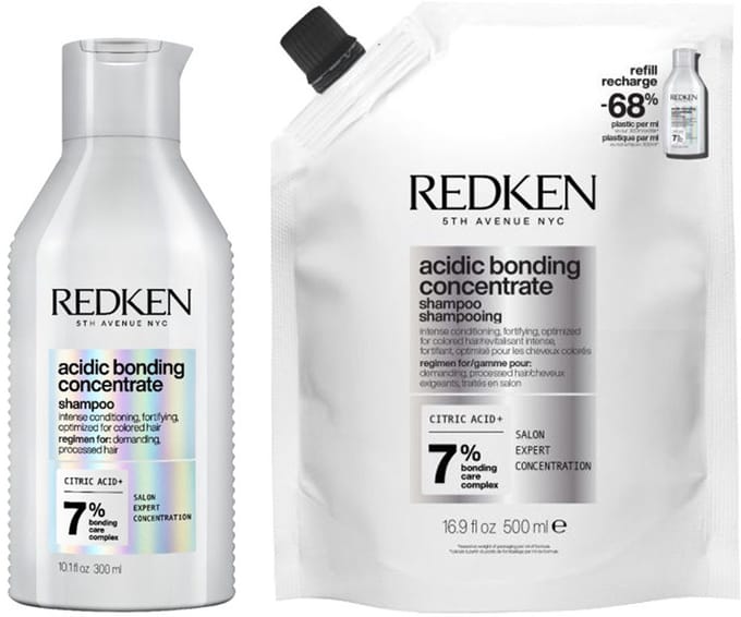 Redken Acidic Bonding Concentrate Shampoo 300ml + Refill Pouch 500ml