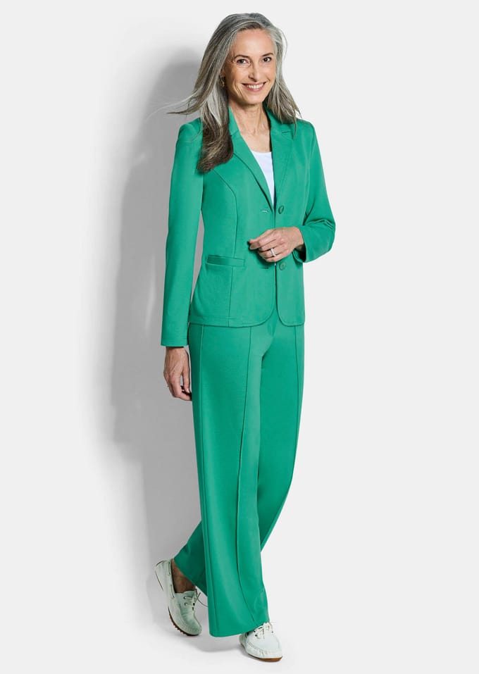 Jersey blazer met reverskraag - groen - Gr. 23 van Goldner Fashion