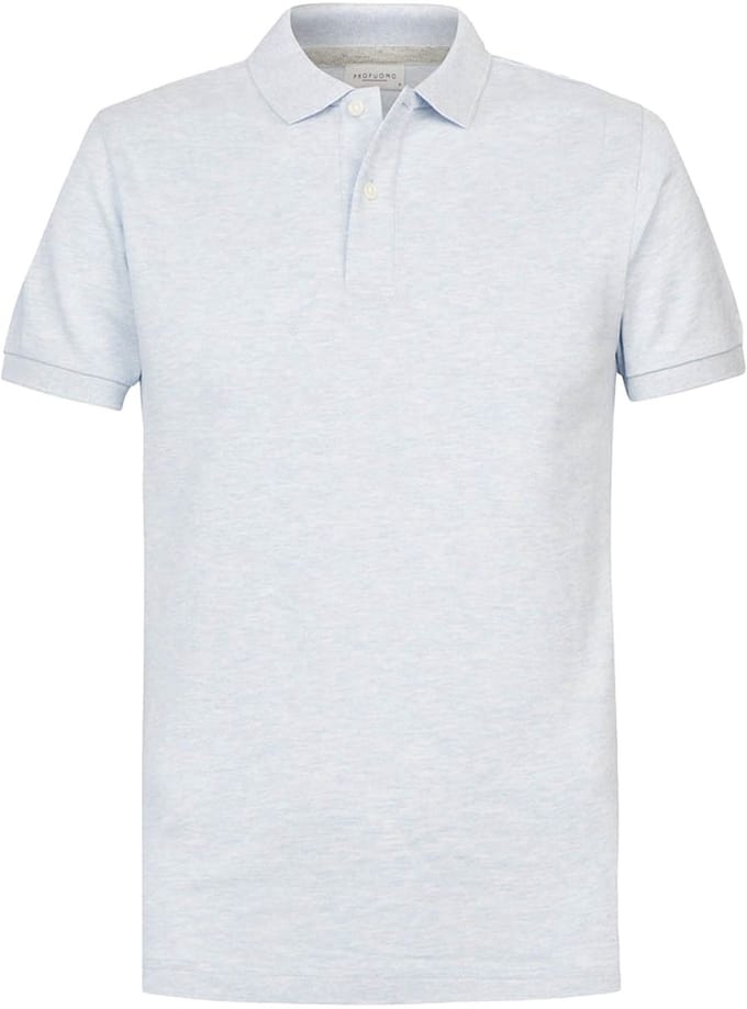 Profuomo Piqué Poloshirt Melange Lichtblauw - Maat M - Heren