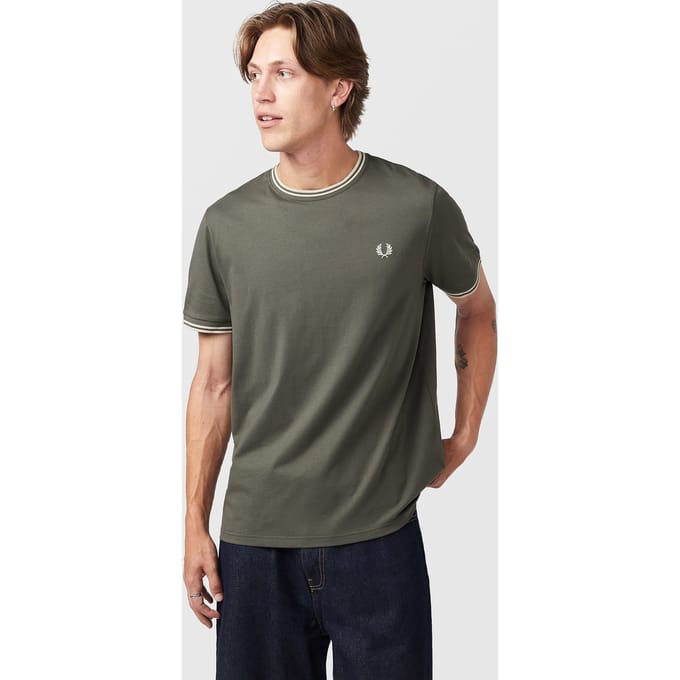 T-shirt met dubbel contrasterend biesje Fred Perry