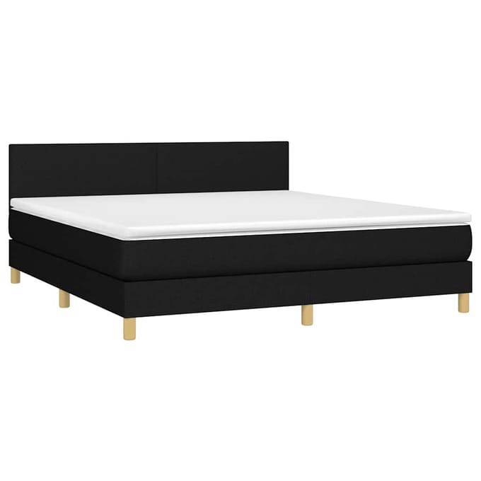 vidaXL - Boxspring - met - matras - en - LED - stof - zwart - 180x200 - cm