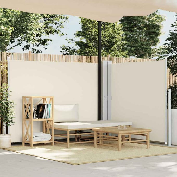 vidaXL - Windscherm - uittrekbaar - 140x600 - cm - crème