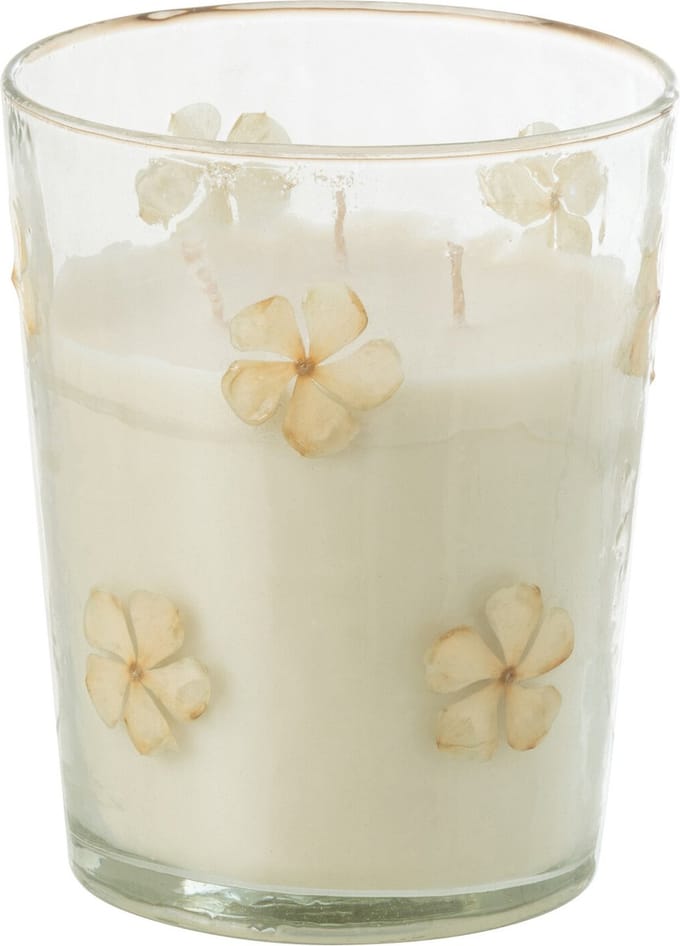 J-Line geurkaars Bloemen - Tender Rose - glas - transparant - medium - 55U
