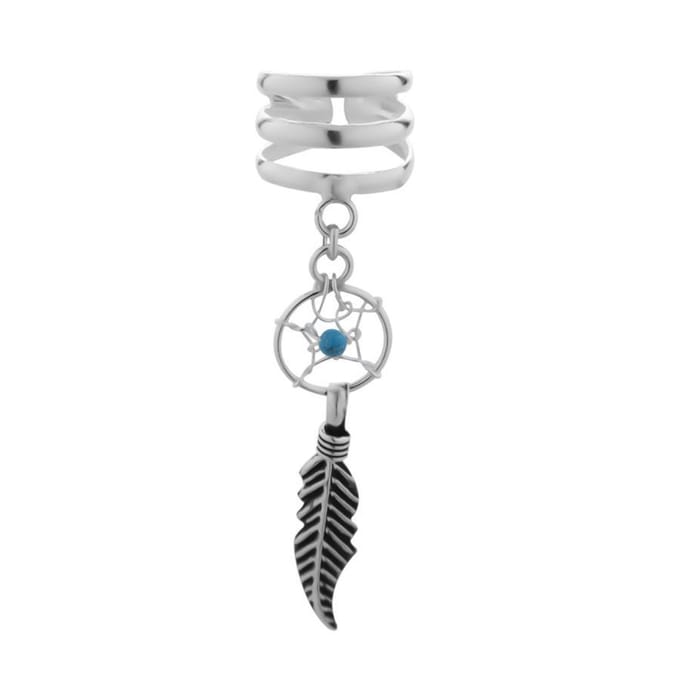 Zilveren ear cuff - dromenvanger - nikkelvrij - hypoallergeen