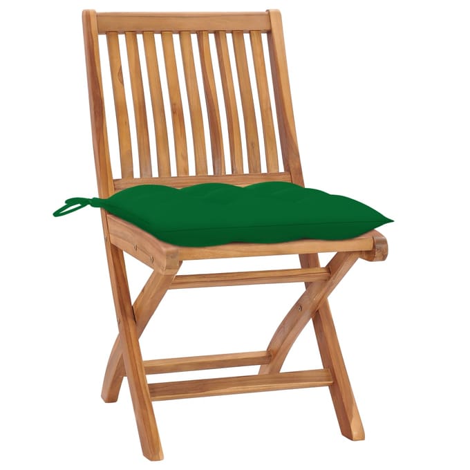 vidaXL - Klapstoelen - met - kussens, - 6 - stuks, - massief - teakhout