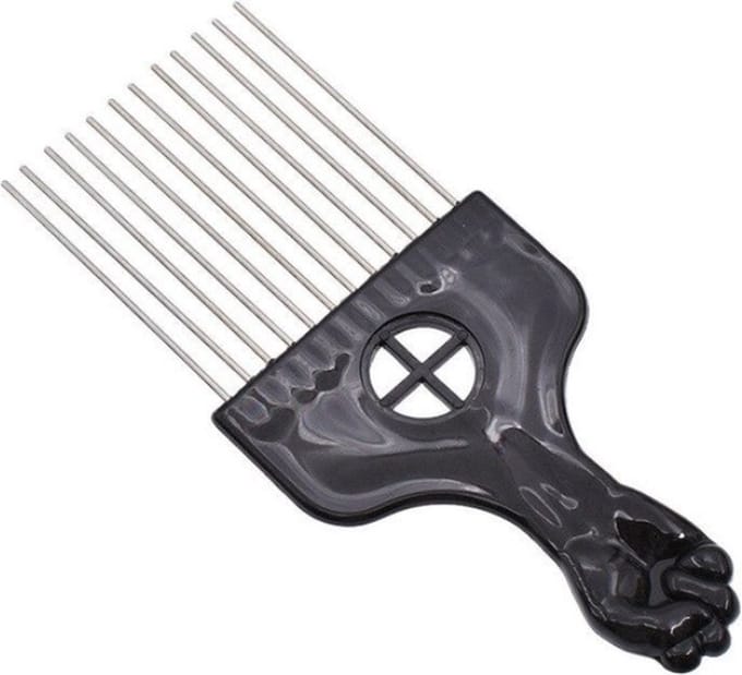 New Age Devi - Afro kam - comb - Zwart - Black fist