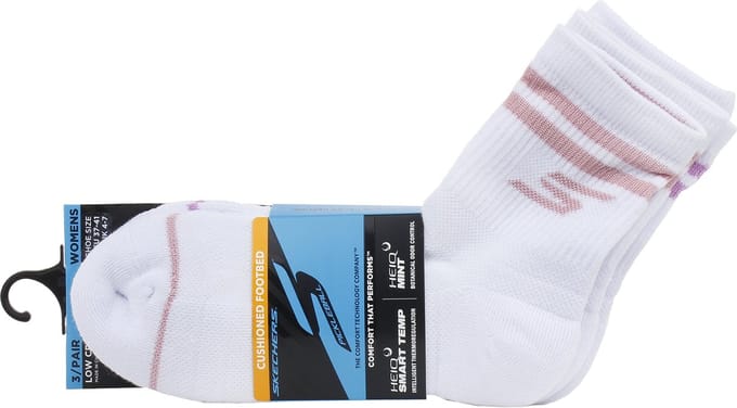 Skechers 3pk Wmns LC PB Varsity Stripe Socks, Vrouwen, Wit, Sokken, maat: 37-41