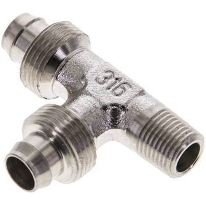 10x8 & R1/8'' RVS 1.4305 T-Opsteekkoppeling Buitendraad
