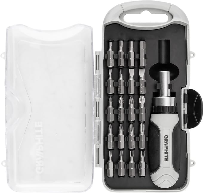 Graphite - Schroevendraaier Bitset - Magnetische Houder - Grijpschroevendraaier - 21 stuks