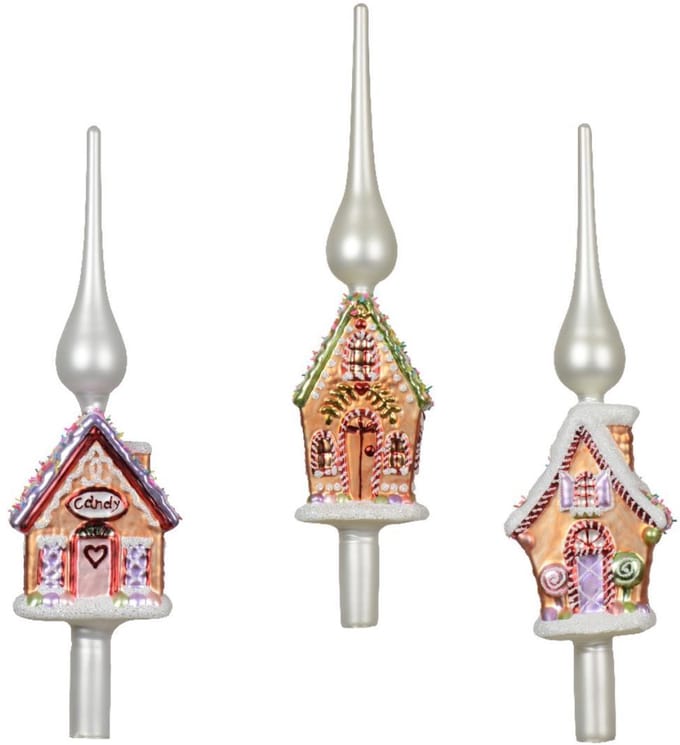 Decoris kerstboom piek glas peperkoekhuis 31cm kerstdecoratie.