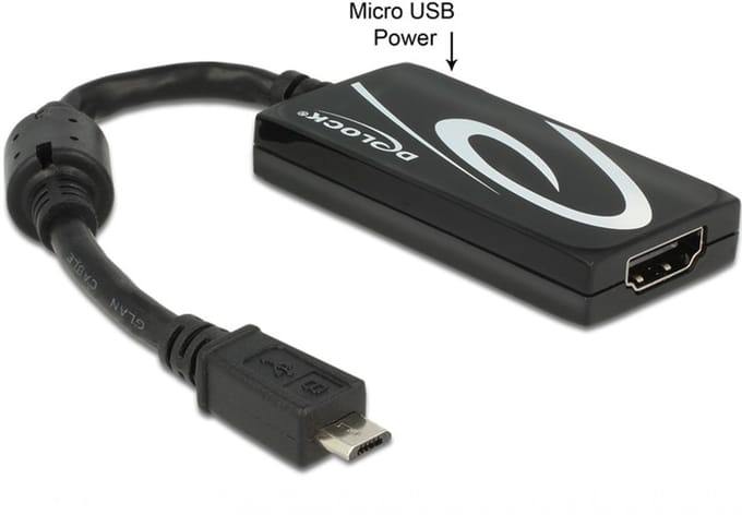 Premium USB Micro naar HDMI MHL3.0 4K 30Hz adapter - 5-pins / zwart - 0,20 meter