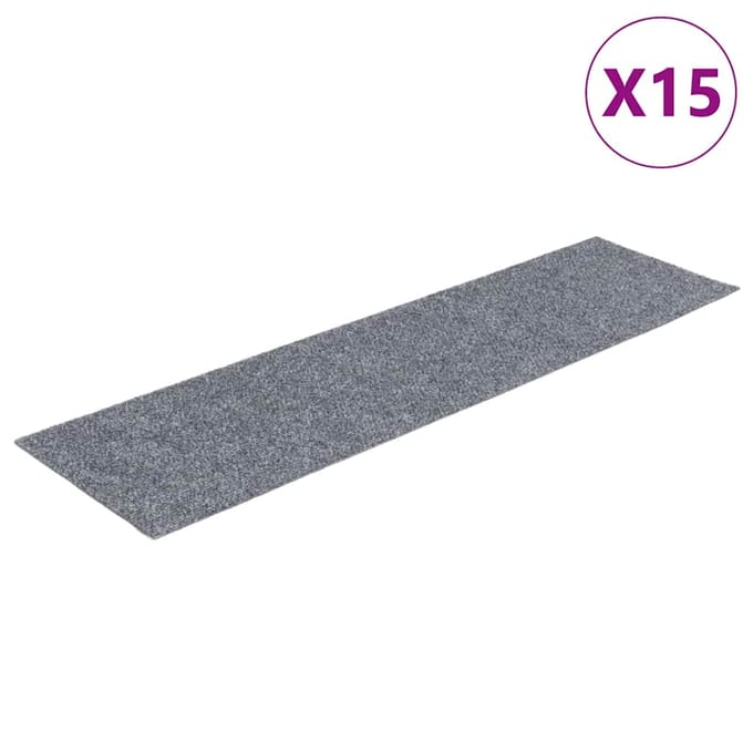 vidaXL - Trapmatten - Zelfklevend - 15 - stuks - 76x20 - cm - Lichtgrijs - Rechthoekig