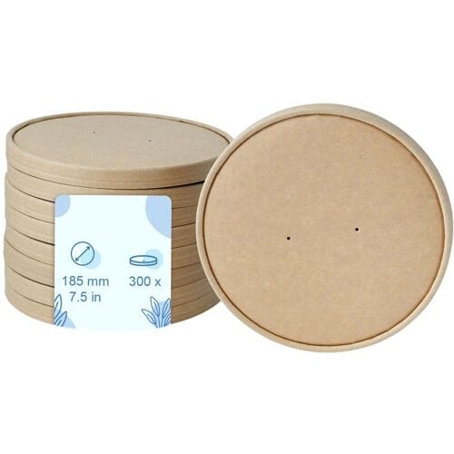 GGM Gastro (300 Stück) Karton-Membran-Deckel - Ø 185mm - Braun