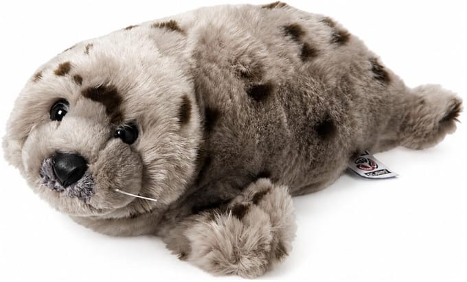Nature Planet pluche knuffel zeehond - grijs met stippen - 40 cm - groot formaat